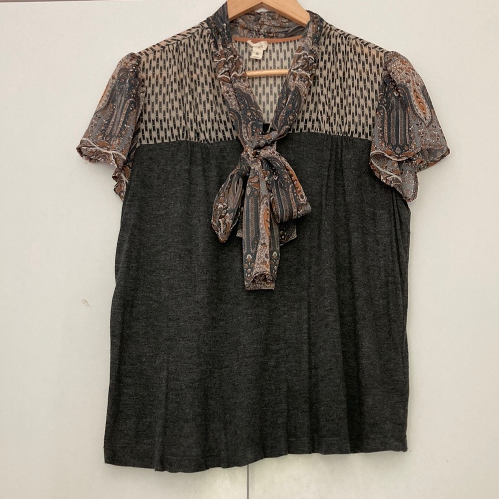 Anthropologie Tiny Blouse with Bow Size XS